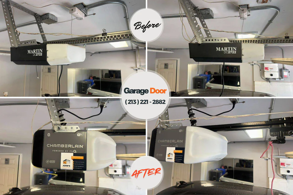 Before and after: garage door repair Inniswold, LA